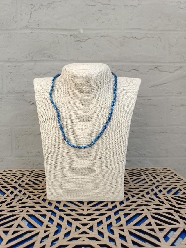 Collier tressé fin - Bleu