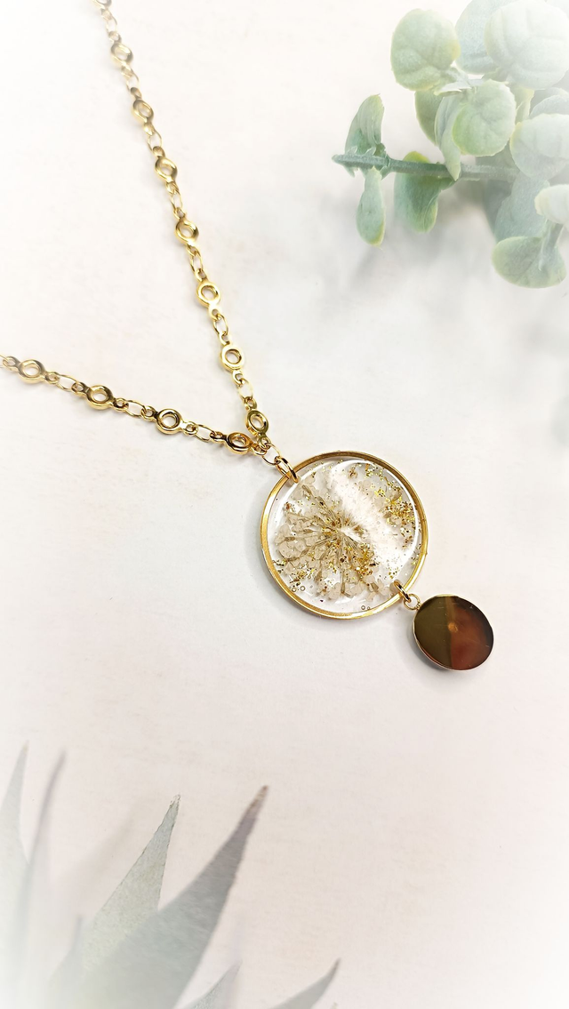 Collier sautoir ORINKO - Blanc Dentelle - Jaspe Dalmatien