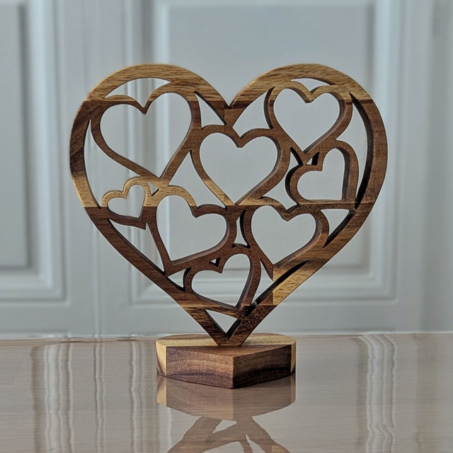 Coeur coeurs en acacia