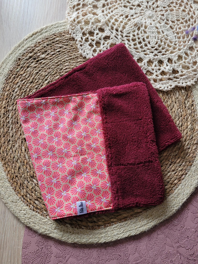Gant soin Fleurs corails / bordeaux 