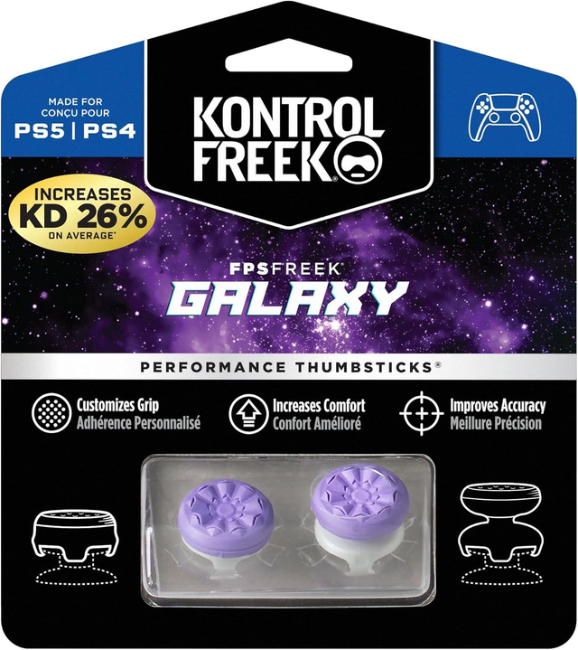 KontrolFreek FPS Freek Galaxy Paars voor PlayStation 4 (PS4) en PlayStation 5 (PS5) | Performance Thumbsticks | 1 High-Rise, 1 Mid-Rise 