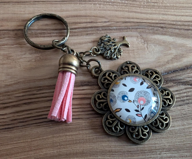 Porte clés cabochon verre 
