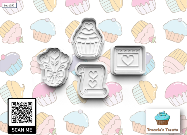 Valentines Theme Fondant/cookie stamps with cutters (Set 10)