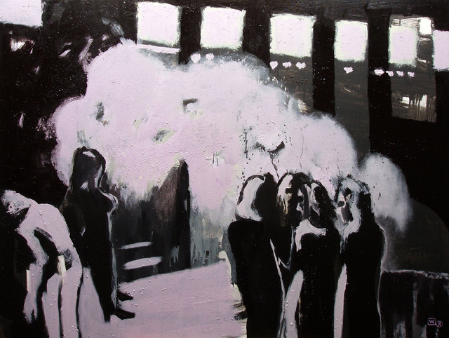 Dyskoteka, 90x120 akryl olej płótno