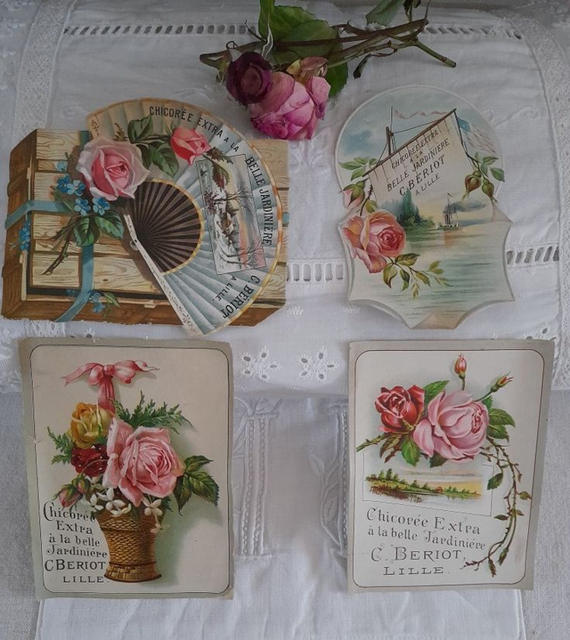 Lot de 4 chromos anciens publicitaires