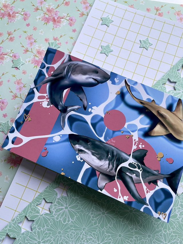 Sharks Pink Postcard