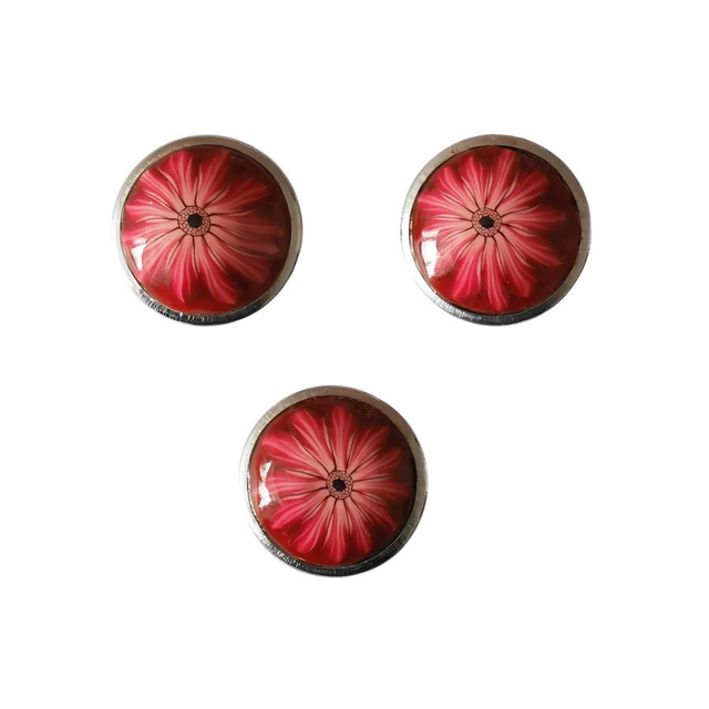 Bouton pression marguerite rouge