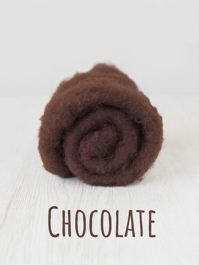 Carded wool for Needle Felting Maori DHG Carded Batt - Chocolate