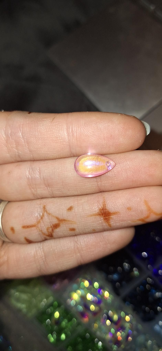 Glass gems pink iridescent translucent