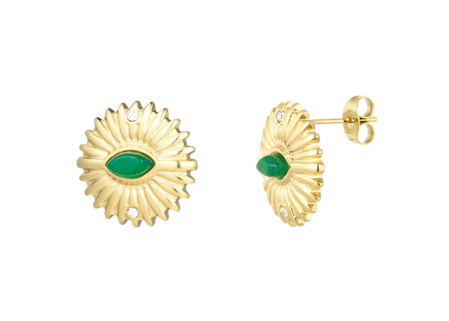 Oorbellen – Goudkleur/Felgroen