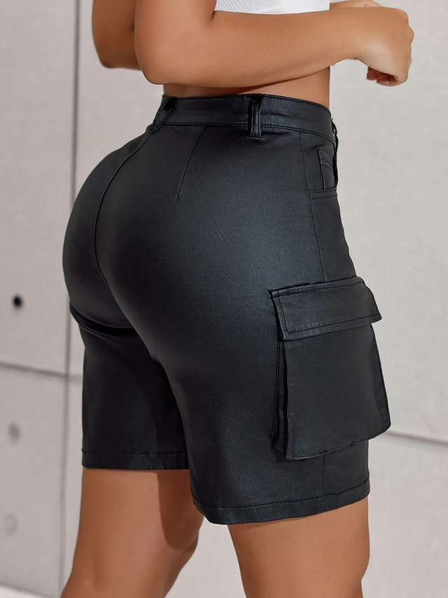 Women's Y2K Streetwear High-Waisted Faux Leather Shorts