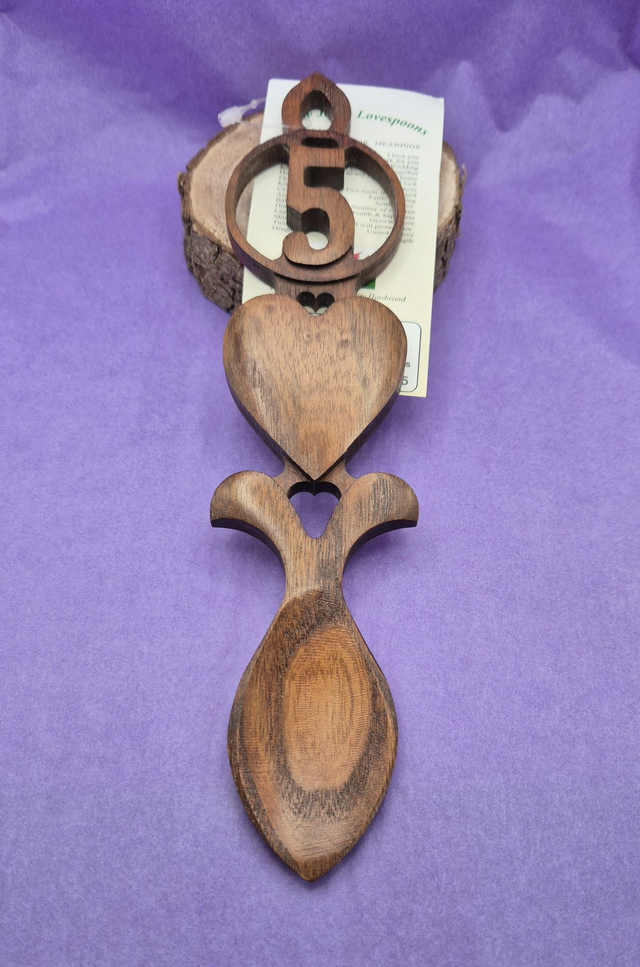 5th Anniversary Welsh Lovespoon  Dark