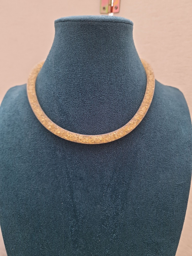 Parure Créoles Cristal Noir Collier Ras De Cou Cristal Champagne