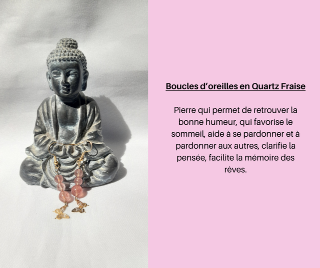 12- Boucles d'Oreilles en Quartz Fraise