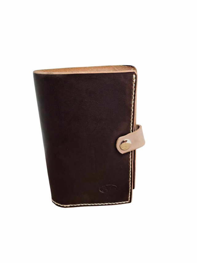 Portefeuille vertical - Marron et crème