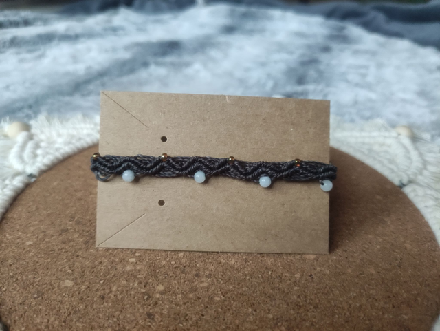 Bracelet zig zag bleu nuit avec aigue marine