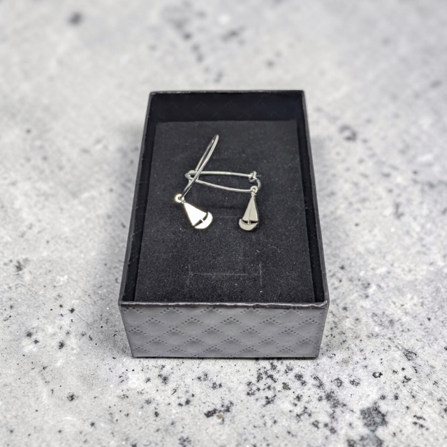 Sailing Boat Sterling Silver 20mm Hoop Earrings 