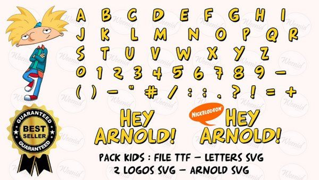 Hey Arnold svg calligraphy, Alphabet, Font, Letters, Customize Gift, Cricut, Cut File, Otf, Printable Design Files