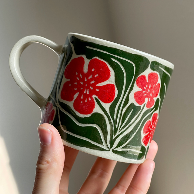 Red Flower mug