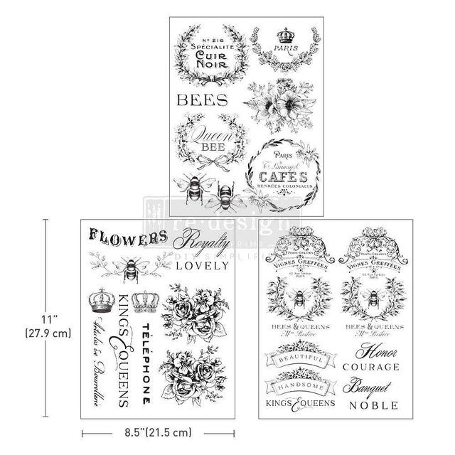 A4 Re-design Decor Transfer - French Labels