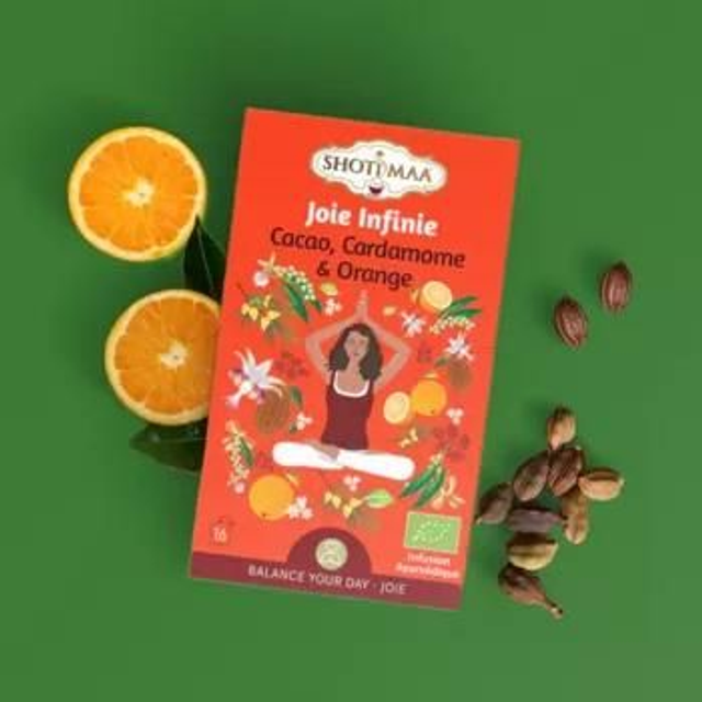 Tisane bio &quot;Joie infinie&quot; Cacao, Cardamome, Orange