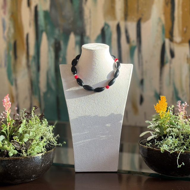 Collar Statement Black &amp; Red – Ágatas y Cristales