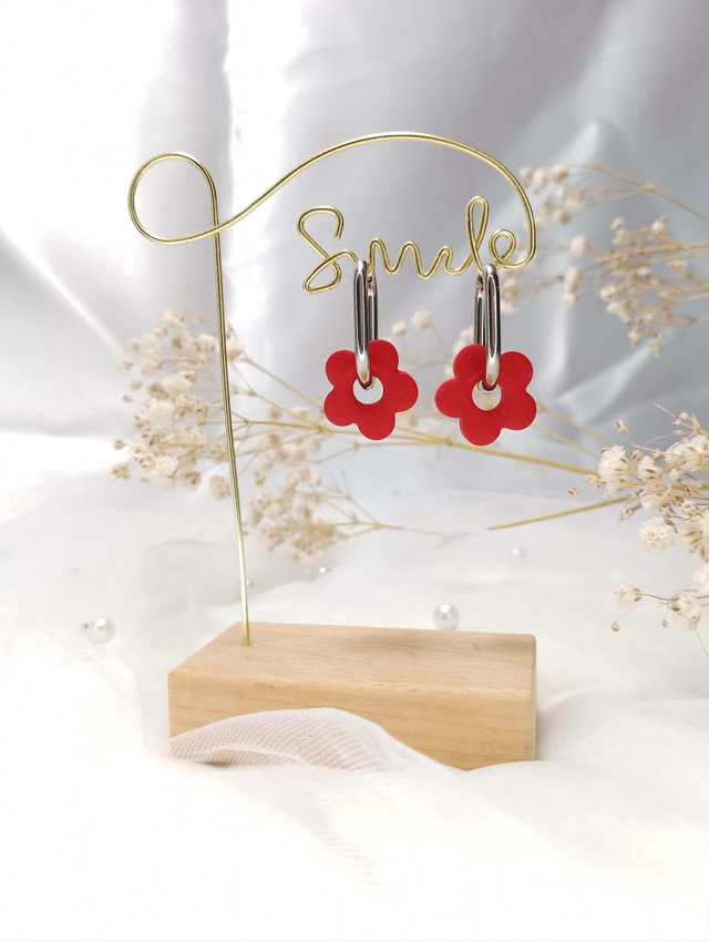 Boucles d'Oreilles "Fleur Rouge" 