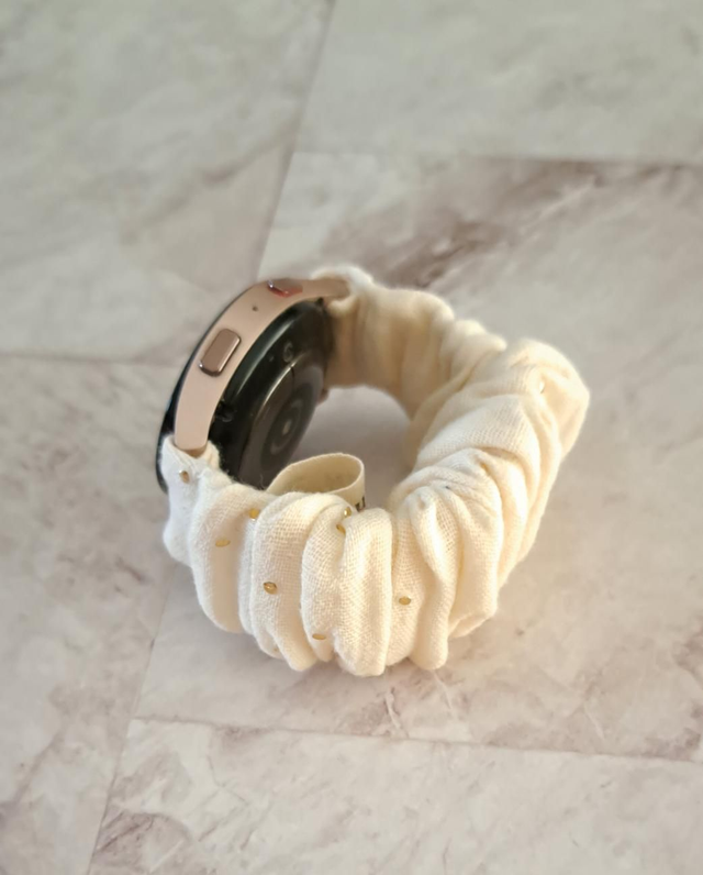 Bracelet chouchou pour montre gaze crème