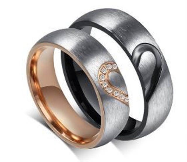 His and hers heart rings