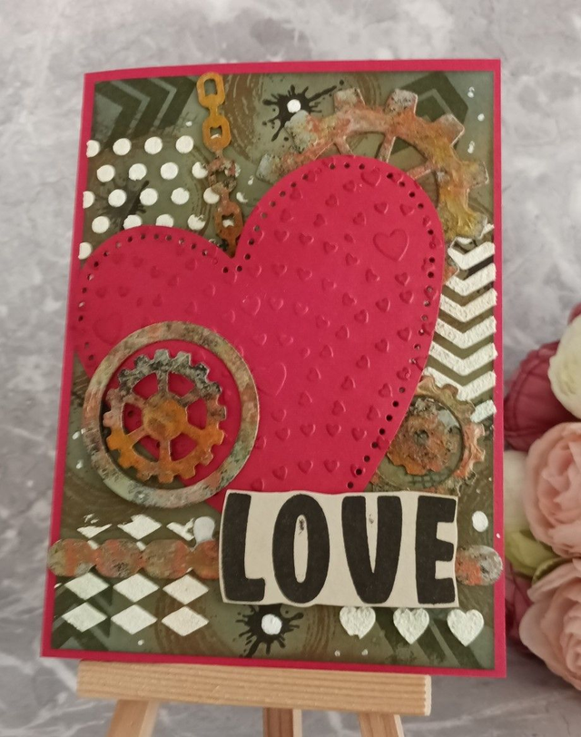 Carte artisanale “Love” style steampunk sv4