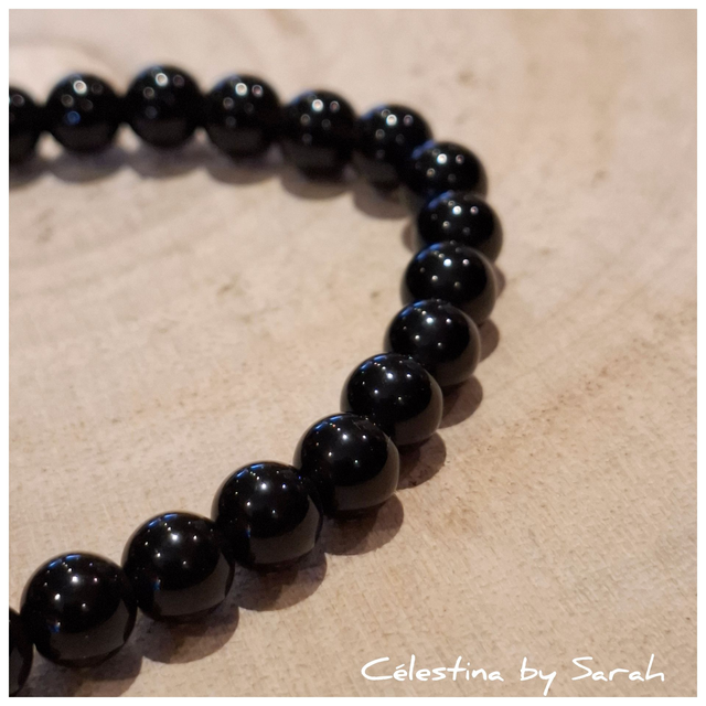 Bracelet Obsidienne Larme d'Apache 6mm Taille Dame