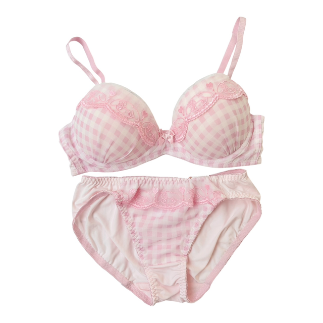 pink gingham My melody bra and underwear set 