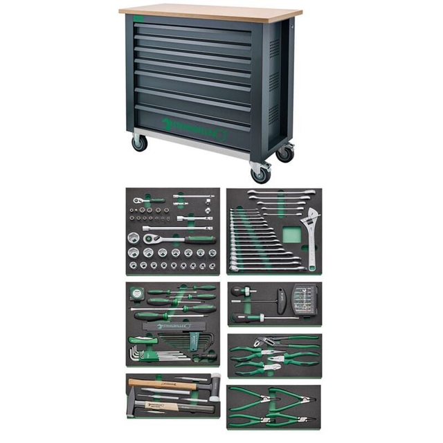 Werkzeug-Sortiment mit Werkbank 161-teilig WB 625/161QR 8  ( Aktion Extra Blatt ) 