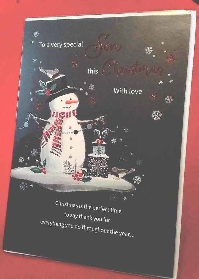 Son Christmas Card Snowman Design