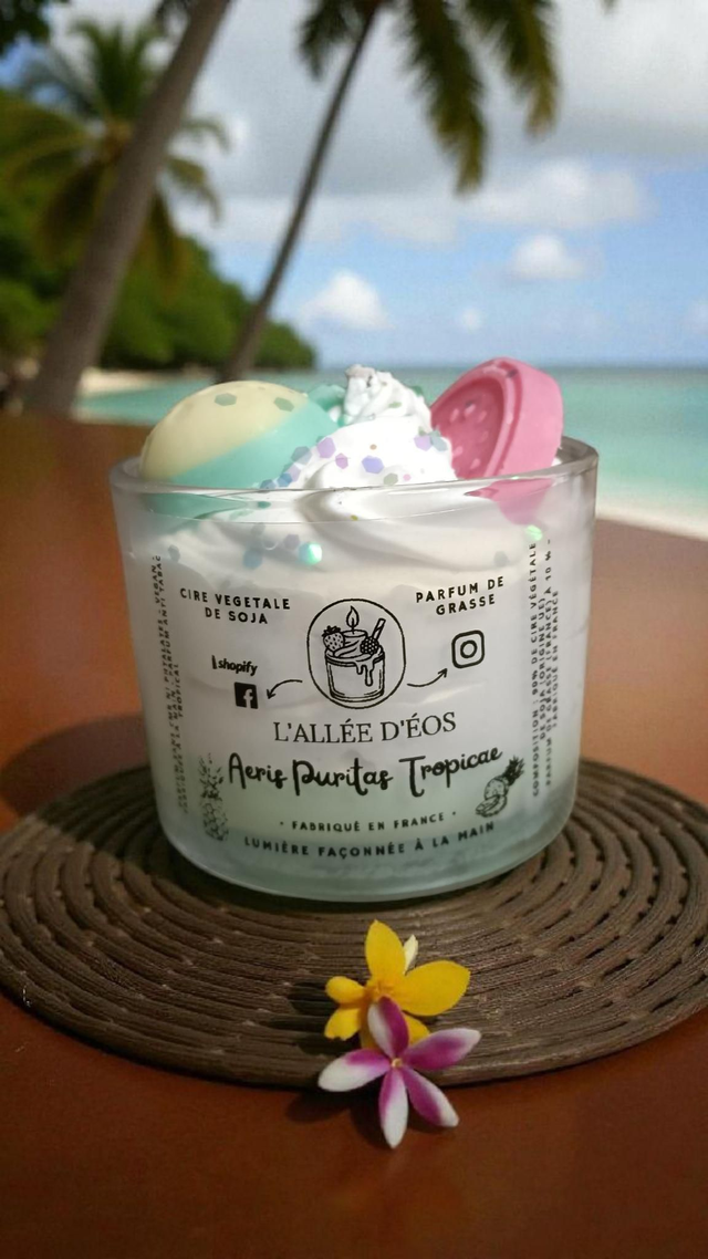 Bougie gourmande Aeris Puritas Tropicae - Parfum anti tabac tropical 