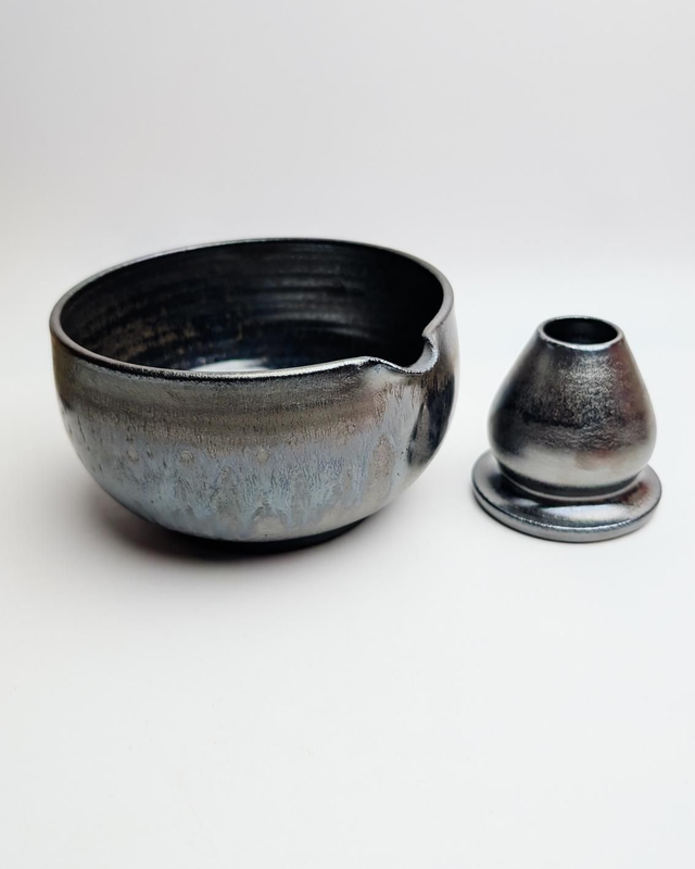 Zestaw katakuchi i chasentate "stare srebro" 