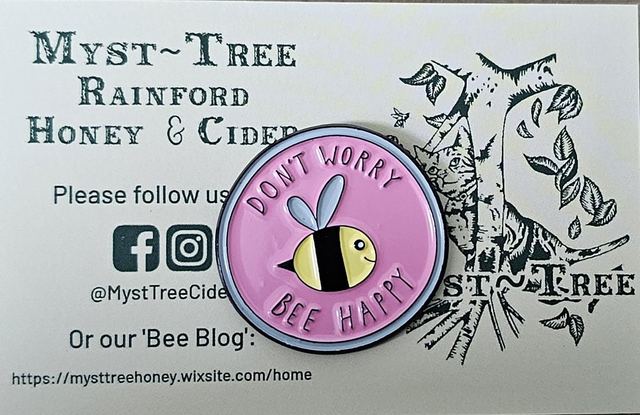 "Don't Worry - Bee Happy" Pink Bee Badge