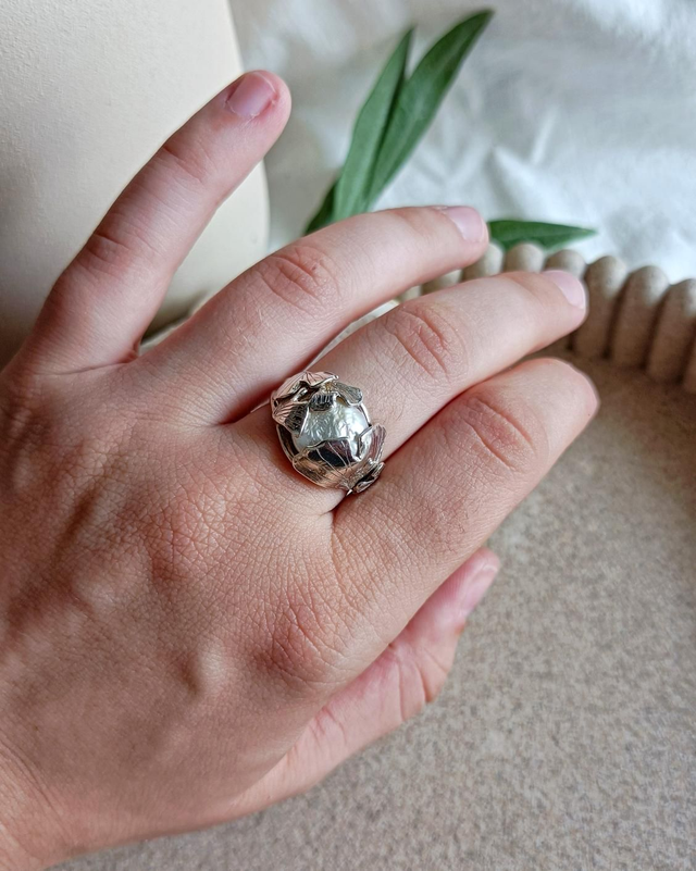Anello Gingko e Perla