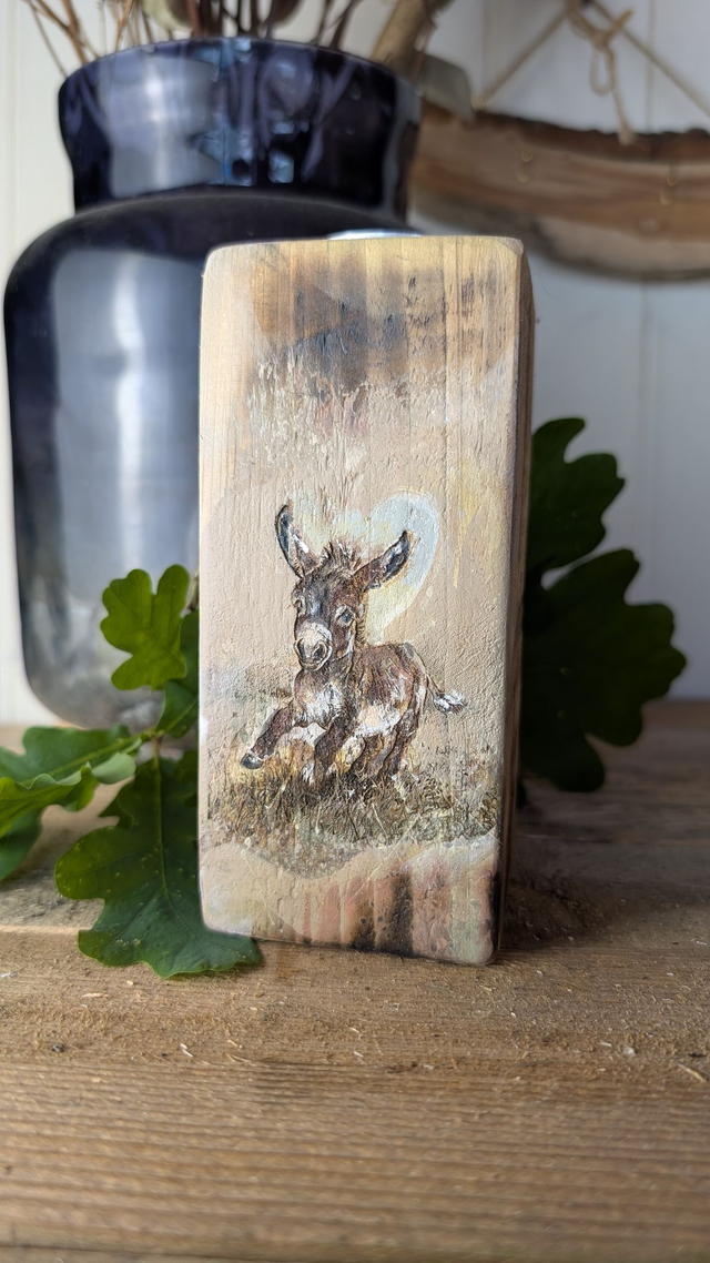 Donkey Zoomies! Tealight Holder Reclaimed Wood