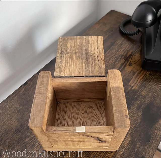 Handcrafted Rustic Oak Box - Unique Texture