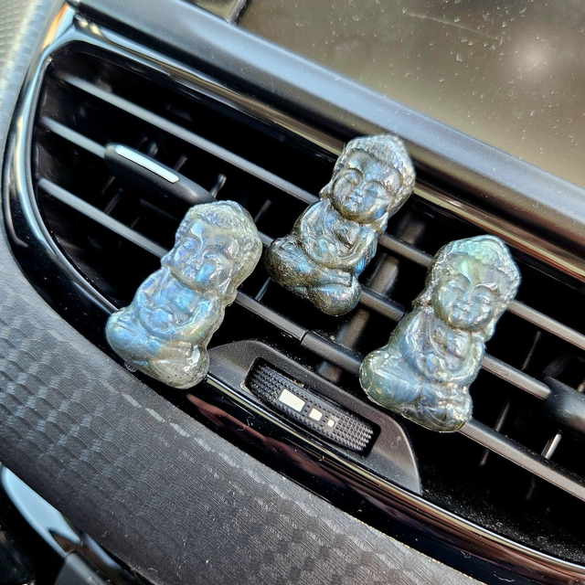 Labradorite Buddha Crystal Car Vent Clip