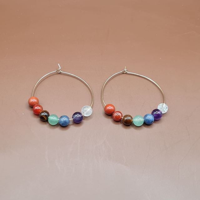 Créoles 7 Chakras dorées 4 cm