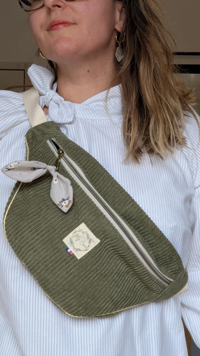Sac banane velours Kaki