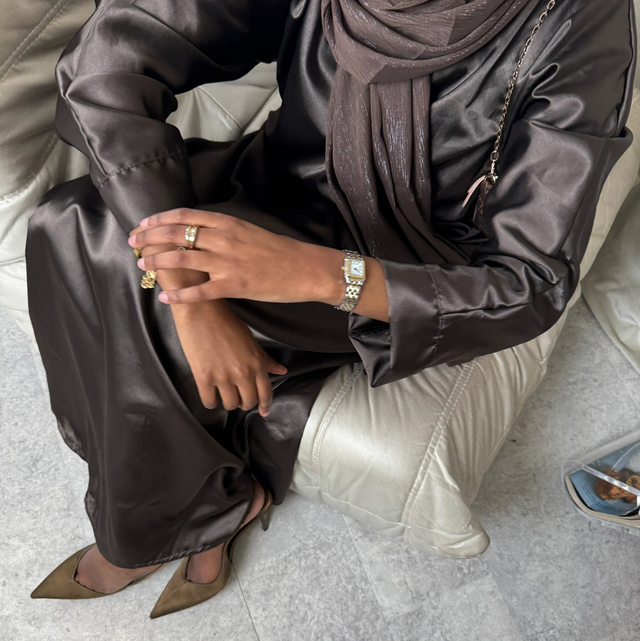 Coffee Celéstial Satin Abaya