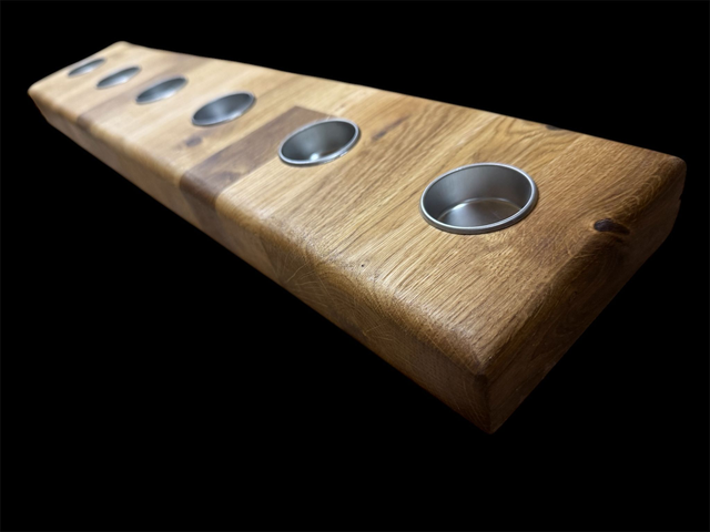 Large Solid Oak Stave Tea Light Candle Holders