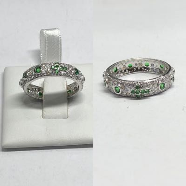 ANELLO ROSARIO  ZIRCONI/VERDE M 12 Bjargento 