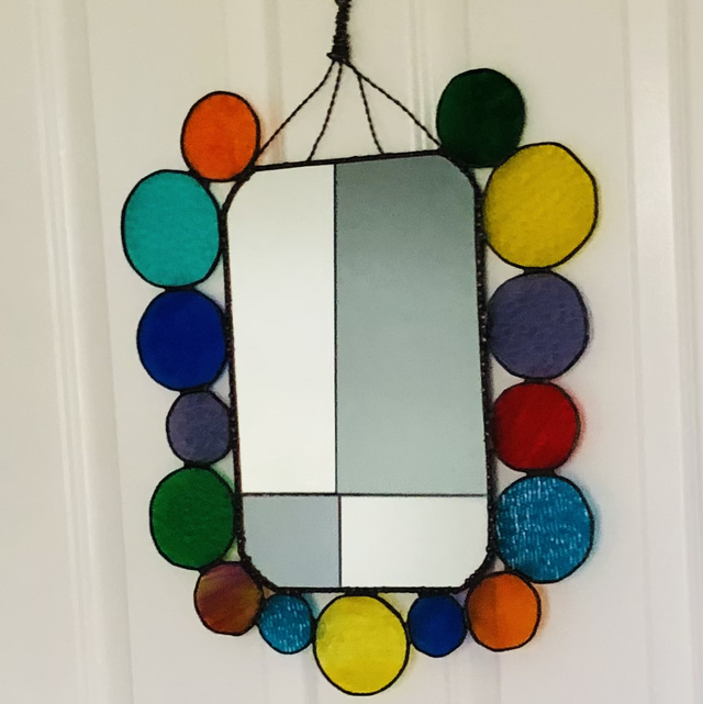 Copper foiled glass framed mirror