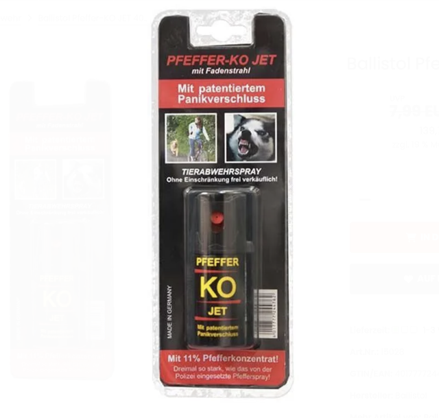 Tier-Abwehrspray Ballistol, 40 ml, Jet Spray Pfeffer KO