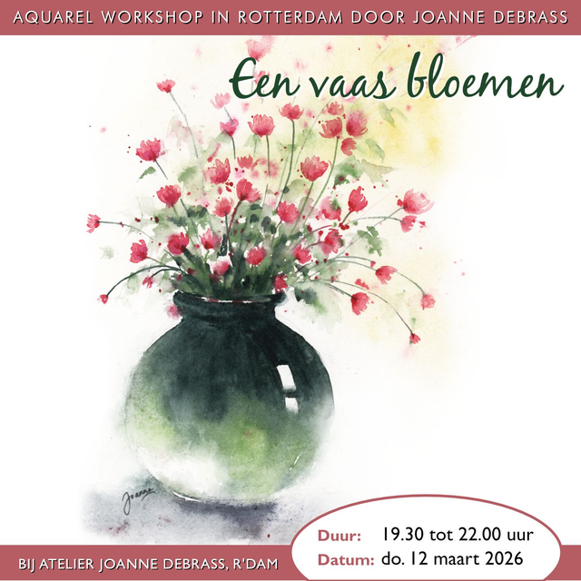  12-03-2026 van 19.30 - 22.00 En vase bloemen - Aquarel workshop in AJD Rotterdam € 40,00