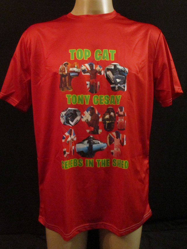 Tony Cesay ABA Champion Boxer Picture T-Shirt (Green &amp; Yellow Logo) ADULT 100% Polyester Crew Neck RED (Large) Top 